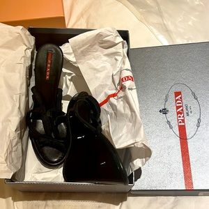 Prada black wedges